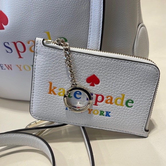 Kate Spade rainbow medium l zip card holder WHITE DOVE Accessories